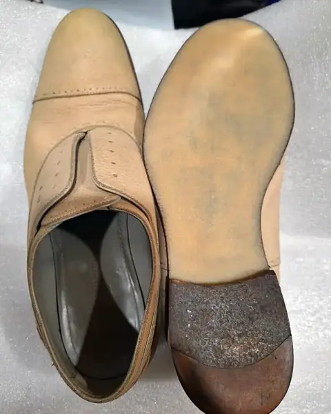 The same leather shoe with a new sole and heel