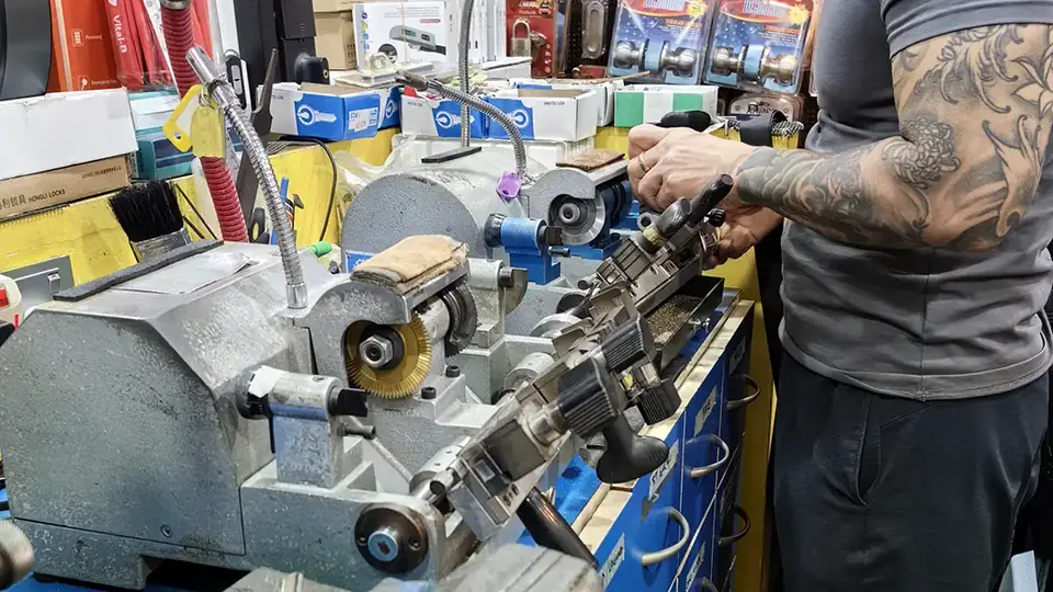 The key-cutting machine at the KL Cobbler & Locksmith counter